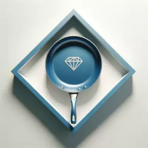 Blue Diamond pan showcasing its sleek design and non-stick surface, emphasizing safety and quality in cookware.
