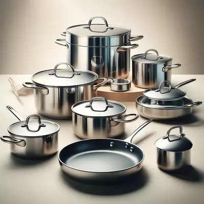 A modern selection of stainless steel cookware for glass cooktops, showcasing quality and versatility. Image for illustration purposes only.